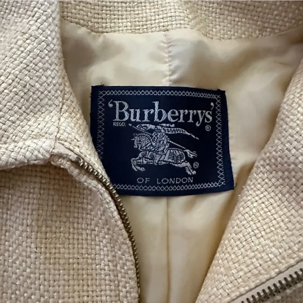 Burberry’s of London Silk Vintage Crop Zip Front Mid Mustard Gold Blazer Jacket - Picture 9 of 12